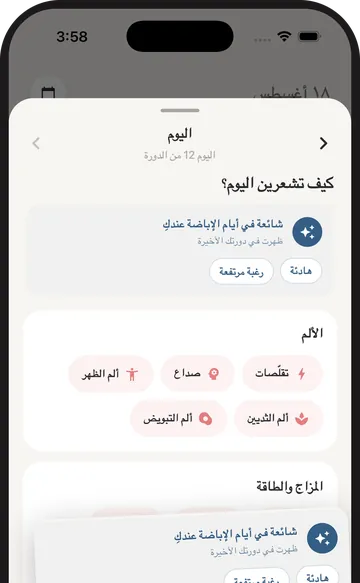 سجلّ الأعراض في نساء: المزاج والطاقة والإفرازات.